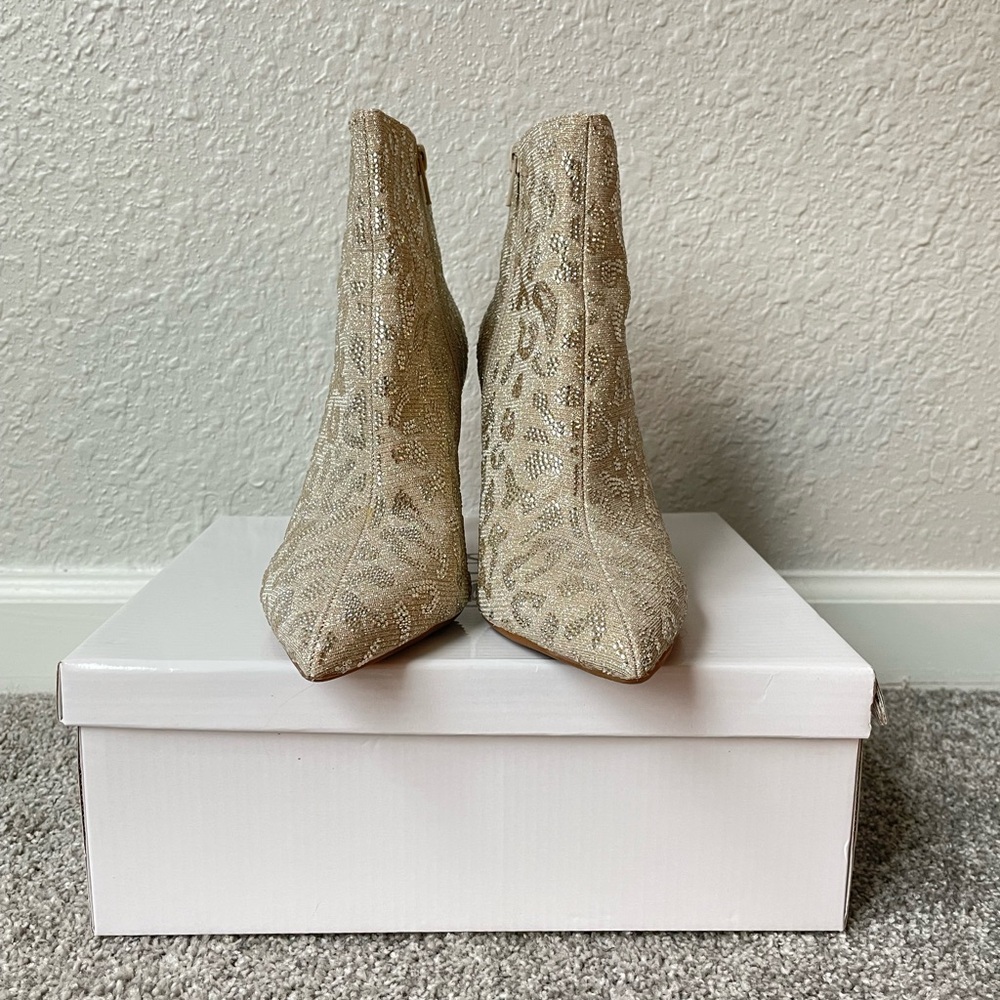 Gianni Bini Leopard Print Heeled Boots | Cream - Picture 4 of 7